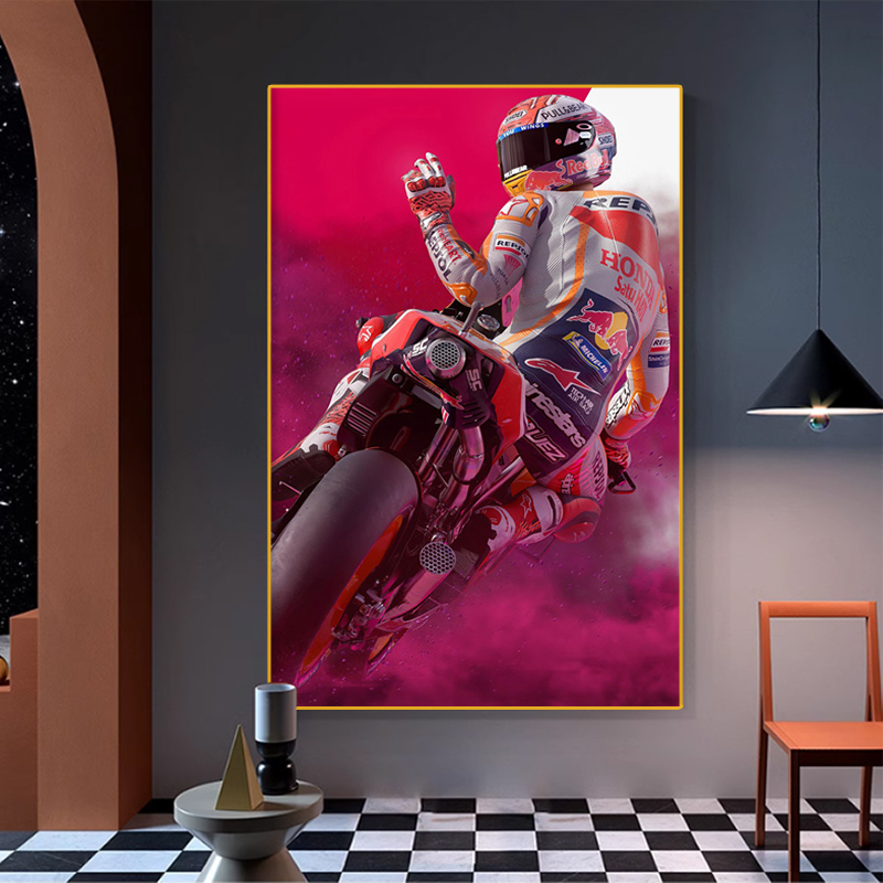 Motorcycle Posters Motogp Rossi Marcquez Posters Bedroom Decoration Paintings Car Dealership Club Bar Wall Art