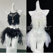 New Electric Syllable Tutu Skirt Led Out of Sexy Cute White Fur Suit Female Singer Dsgogo Wear