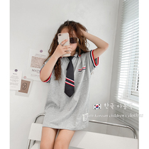 Girls dress for dress and summer clothes 2021 new children Ocean Gas Summer CUHK Scout little girl Korean version polo collar dress
