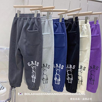 Girl Pants Autumn winter 2021 new foreign air CUHK Outside Wearing Bunches Pants Children Autumn Winter Plus Velvet Sports Pants Tide