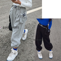 Girl Pants Autumn Winter Outwear 2021 New Integrated Suede Sports Pants Loose Children Foreign Air Plus Suede Pants Winter