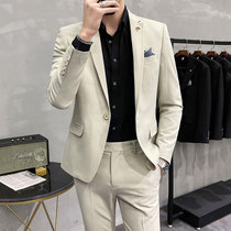 Groom suit suit mens leisure English style autumn and winter suit mob male Korean wedding ceremony three-piece set