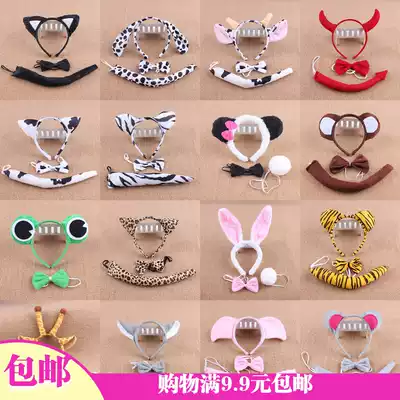 1 June 1 Children's Day cartoon hairband headdress animal three-piece set rabbit cat tiger ear bow tie tail