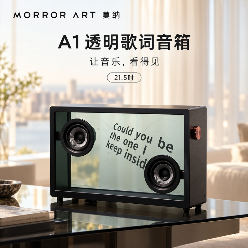 Morror Art/Mona Transparent Lyrics Speaker A1 Original Bluetooth Floating Subtitles Home Audio Gift
