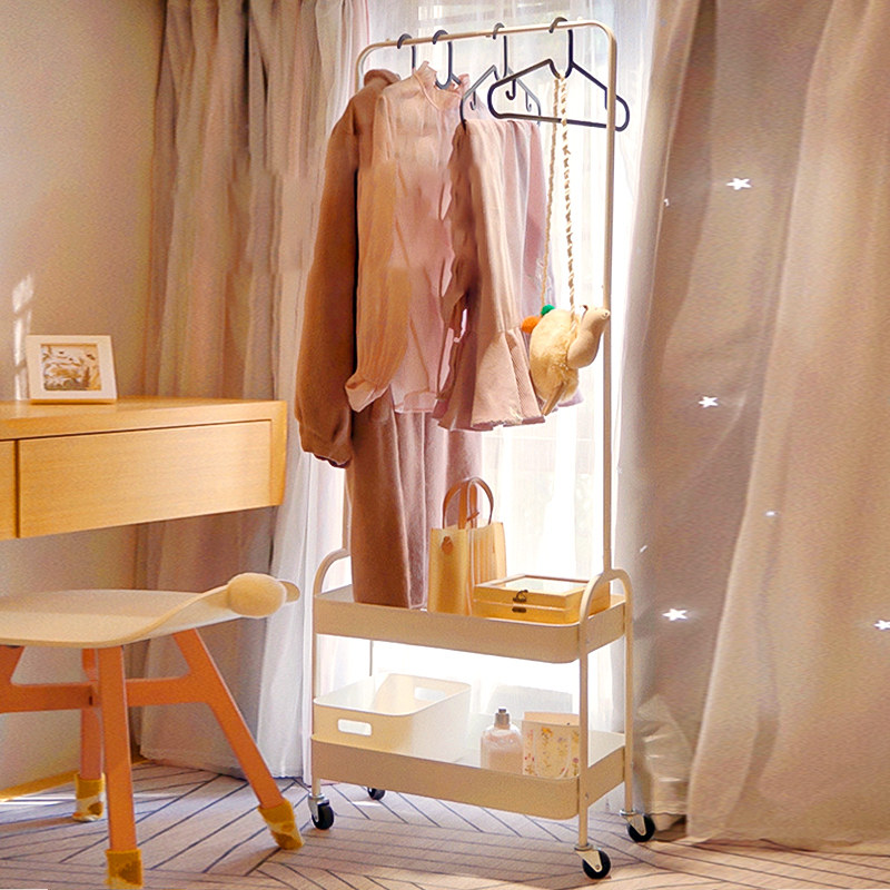 Bedside clothes artifact bedroom temporary clothes artifact multi-functional household floor-to-ceiling simple coat rack mobile
