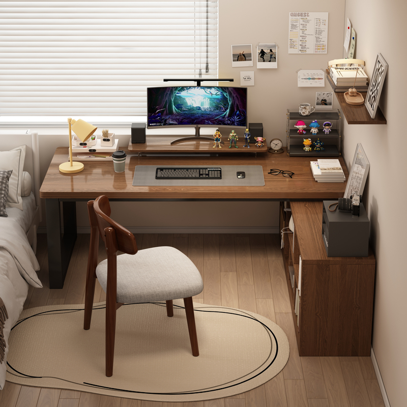 Corner Desk Student Home Writing Desk Corner Office Desk L-Shaped Desk Bookshelf Integrated Desk Bedroom Computer Desk
