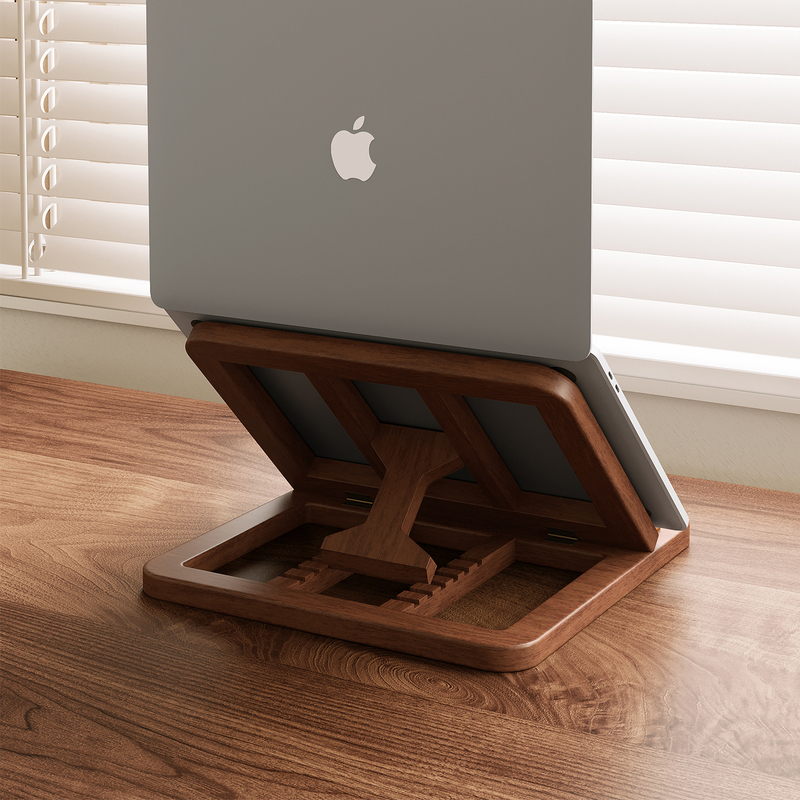 Desktop Laptop Stand, Solid Wood Foldable Portable Tablet Vertical Stand, Height-Adjustable Cooling Rack