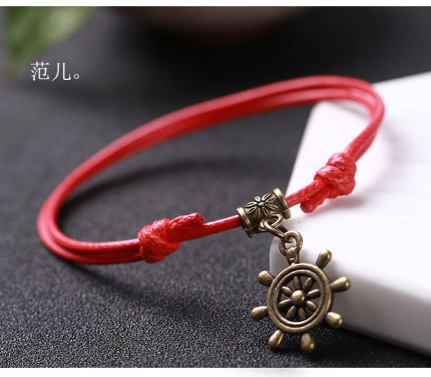 Dây thừng nam màu đen vòng chân phiên bản Hàn Quốc của dây thừng chân đỏ dây giày cá tính thời trang chân vòng chân trang sức sinh viên retro lắc chân bạch kim