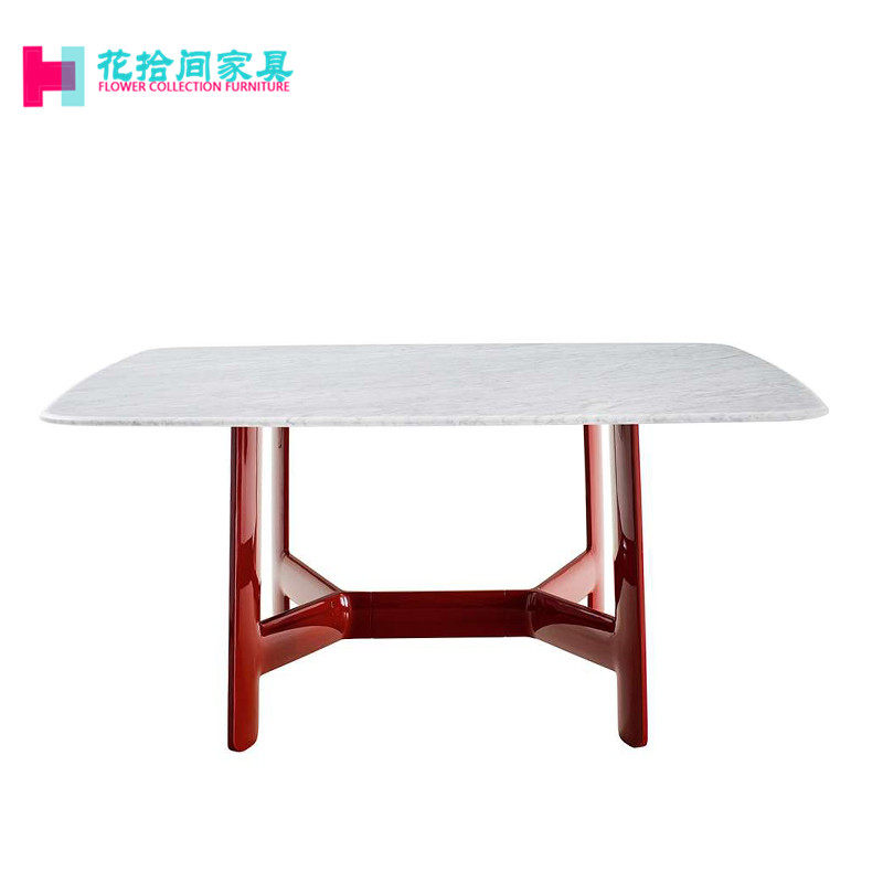 Huashijian furniture new Italian marble office high-end dining table solid wood feet household rock plate square round dining table