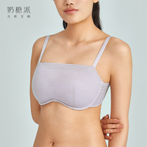 Toffee pie big cup big chest small invisible incognito underwear Womens bandeau non-slip on the thin section of the anti-light bra