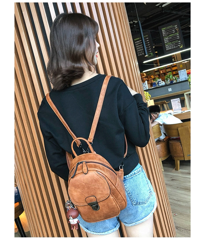 Backpack da mềm nữ 2022 Thủy triều mới Retro Ladies Bag Thời trang Hàn Quốc Versatile School balo da đẹp cho nữ balo nữ cá tính