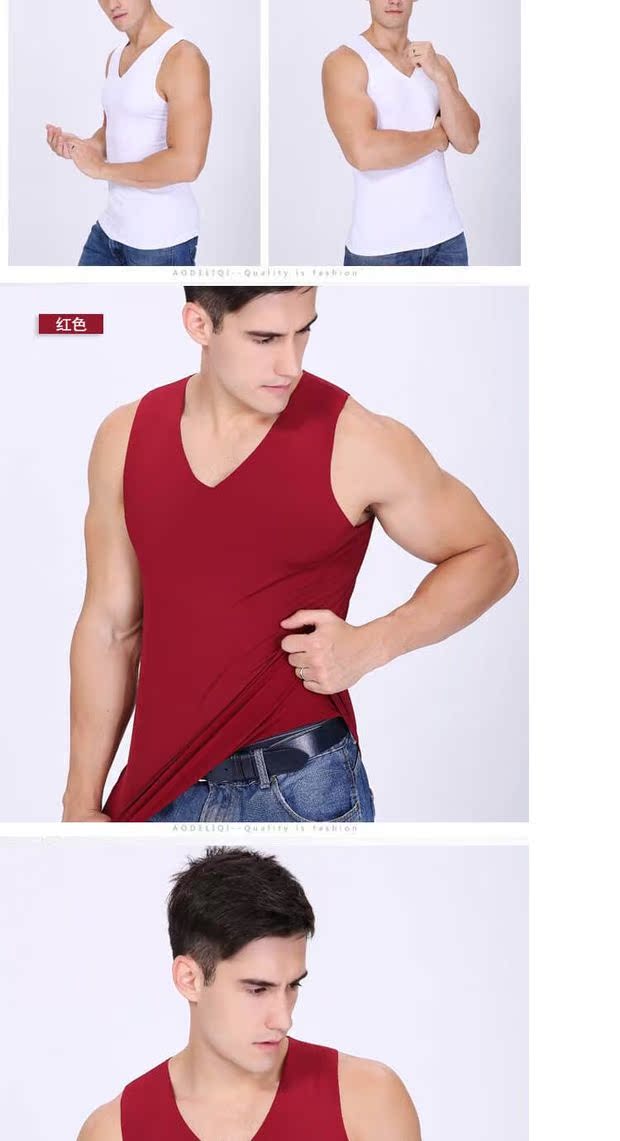 Áo vest nam mùa đông cộng với nhung liền mạch cổ chữ V co giãn liền khối màu áo cotton trẻ trung áo ba lỗ tập gym nam