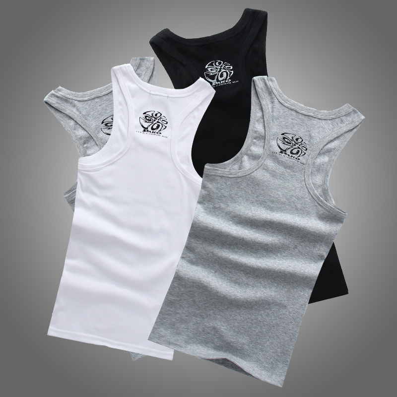 Mùa hè vest nam màu rắn Slim Hàn Quốc phiên bản của sinh viên đàn hồi vest vai thể thao mồ hôi vest 9 9.9 áo ba lỗ