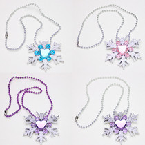 Girls Snowflake Necklace Frozen Aisha Princess Snowflake Pendant Blue Purple Pink Childrens Necklace jewelry