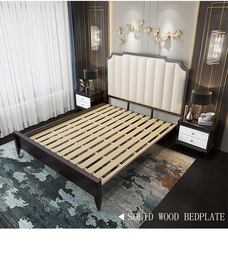Mới phong cách Mỹ giường gỗ rắn giường đơn giản giường đôi cao cấp ánh sáng nội thất sang trọng 1,8 mét giường hậu hiện đại - Giường giường tầng cao cấp