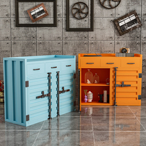 Creative Industrial Living Room Lockers American Genguan Bedroom Bucket Chest drawers Storage Bar Tea Water table Dining Side Cabinets