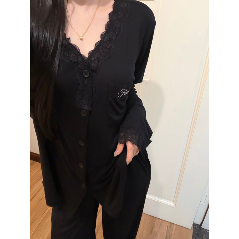 Original 2026 New Pajama Set for Women, Spring and Autumn Modal Long-Sleeved Long Pants, High-End Lace Trim Loungewear Original 2026 New Pajama Set for Women, Spring and Autumn Modal Long-Sleeved Long Pants, High-End Lace Trim Loungewear