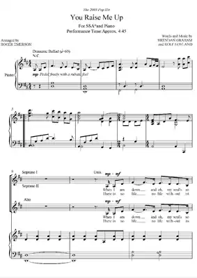 You Raise Me Up You inspired my children's voice two-part chorus accompaniment score