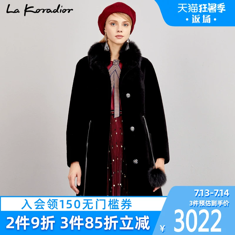 Áo khoác lông cừu La Koradior La Koradi áo khoác lông giữa nữ dài vừa phải - Faux Fur