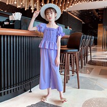 Girls Broad Legs Package 2022 New Ocean Fashion Childrens Summer Small Sleeve Summer Summer Summer Dress for Girls