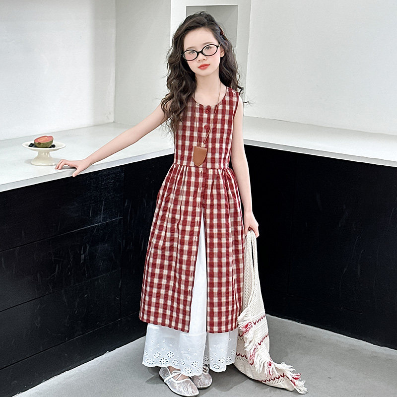 2025 new korean style plaid dress for girls: a chic summer outfit to  elevate your little