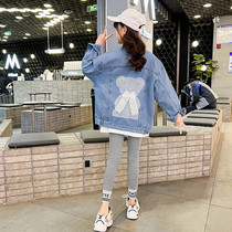 Girls Cowboy Cowl Cover Fall 2022 new Han Edition Spring and Autumn Ocean in autumn children are dressed up tide