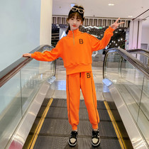 Girlsclothing fashion kit Yang 2022 new childrens network red fried street tide girl Spring and Autumn sports two pieces