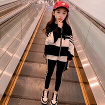 Girl Sports Suit Spring Dress 2021 Spring Style Foreign Air Large Children Clothing Childrens Nets Red Trendy Spring Autumn Three Sets