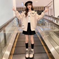 Girls Net Infrared Cover Spring Clothing 2023 New Korean Ocean Fashion Big Childrens Spring and Autumn Clothing Clothing