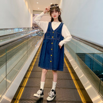 Girls Spring Dress 2023 New Childrens Ocean Dress in a Big Girl Kids Kind Kind Kind Skirt