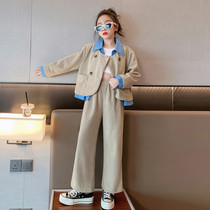 Girlssuit suit spring dress 2023 new Korean edition of childhood fashionable leisure children spring and autumn two sets