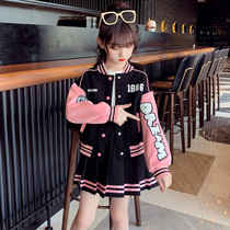 Girls baseball suit fall dress 2022 new childrens clothing gas network red spring and autumn girls dress two sets