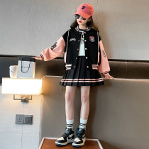 Girls Spring Clothes 2023 new childhood childhood baseball coat two - piece sets