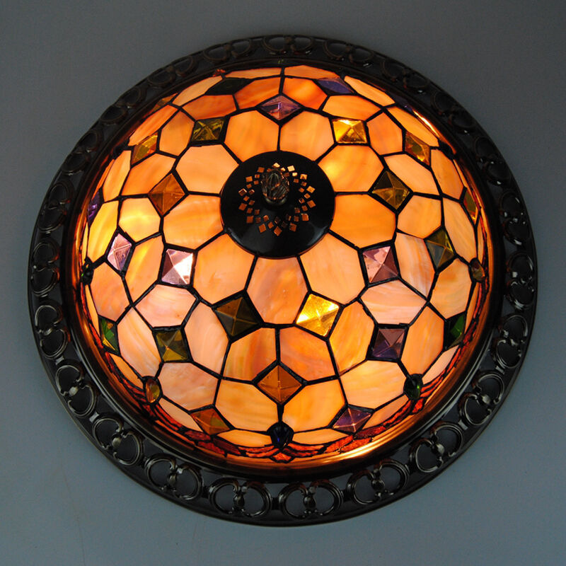 Tiffany Ceiling Lamp Stained Glass Shell Flush Mount ...