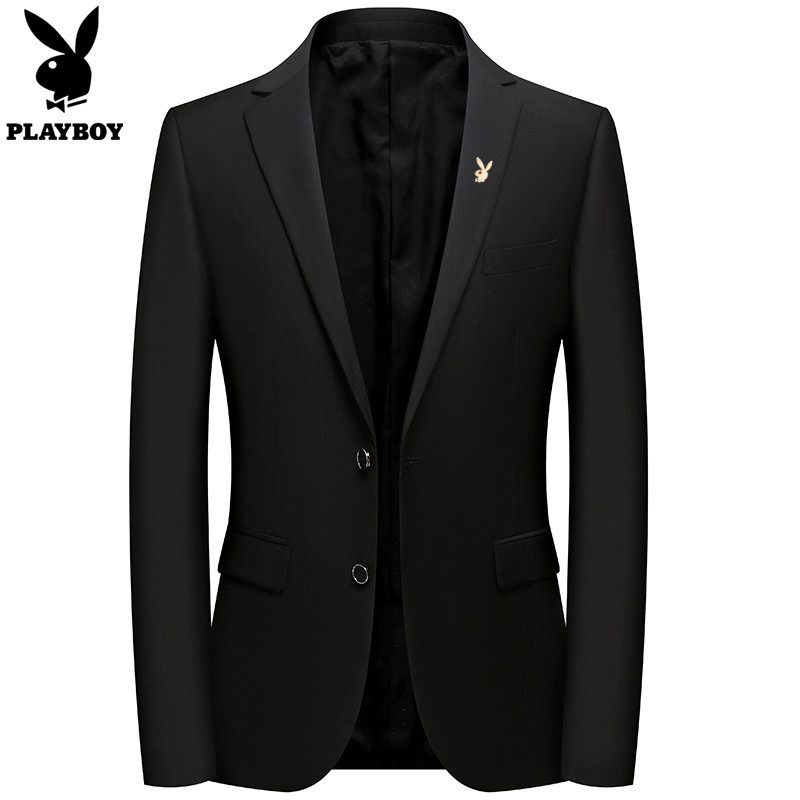 Playboy Suit Men's Spring and Autumn New Korean Style Pure Cotton Thin Slim-Fit Blazer Casual Large Size Student Jacket