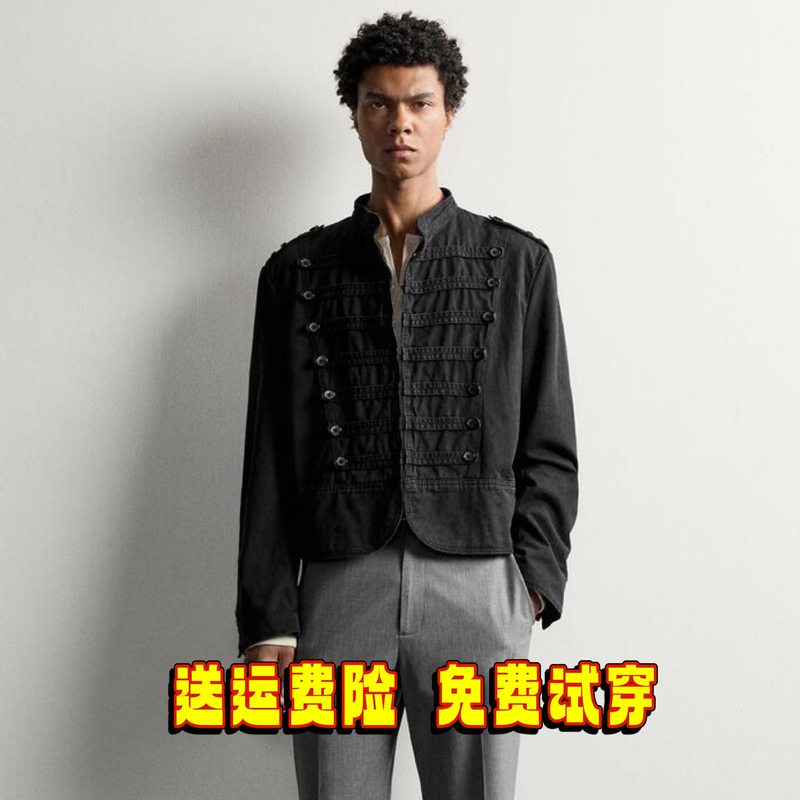 Za2026 New Autumn Men's Clothing in Napoleon Style Cotton Short Jacket with Strap Decoration 3715811 800 Za2026 New Autumn Men's Clothing in Napoleon Style Cotton Short Jacket with Strap Decoration 3715811 800