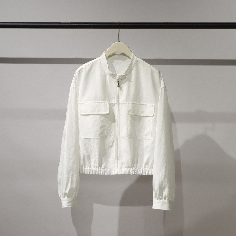 The Same Style as the Mall's 2026 Spring/Summer New Loose-Fitting, Slimming, Stand-Collar White Short Jacket 3H4110471