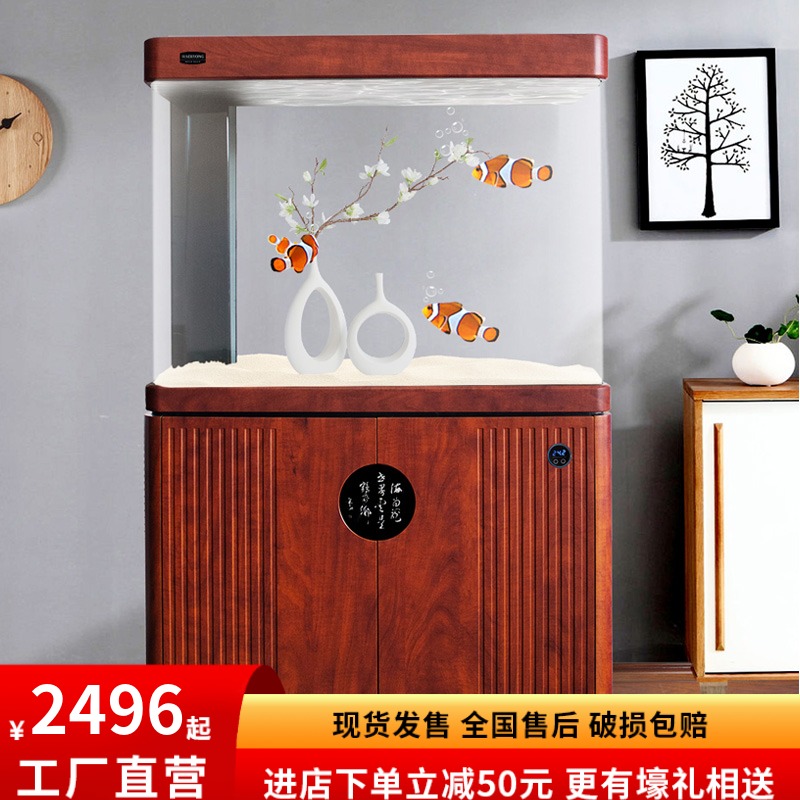 Home Living Room Small Free Change Water Round Fish Tank Eco Sloth Aquarium Partition Super White Glass Bottom Filter Fish Tank-Taobao