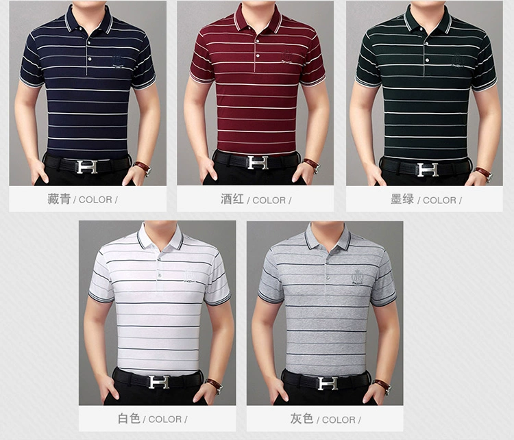 Playboy trung niên nam ngắn tay áo thun cotton cotton nam mùa hè ve áo lỏng lẻo nửa tay cha mùa hè - Áo phông ngắn áo thun nam cao cấp