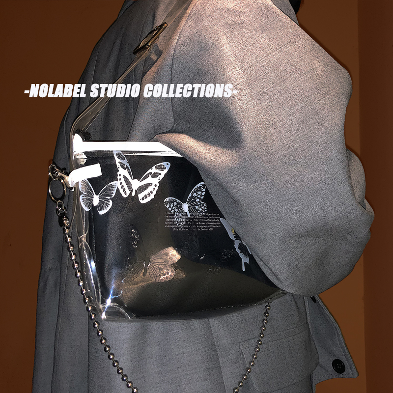 ISIR Original Super A Stereo Butterfly Specimen Design Jelly PVC Transparent Underarm Satchel Shoulder Bag for Men and Women