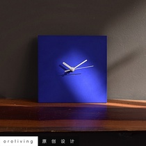 oroliving original Klein blue clock metal clock living room modern simple wall hanging clock wall decoration