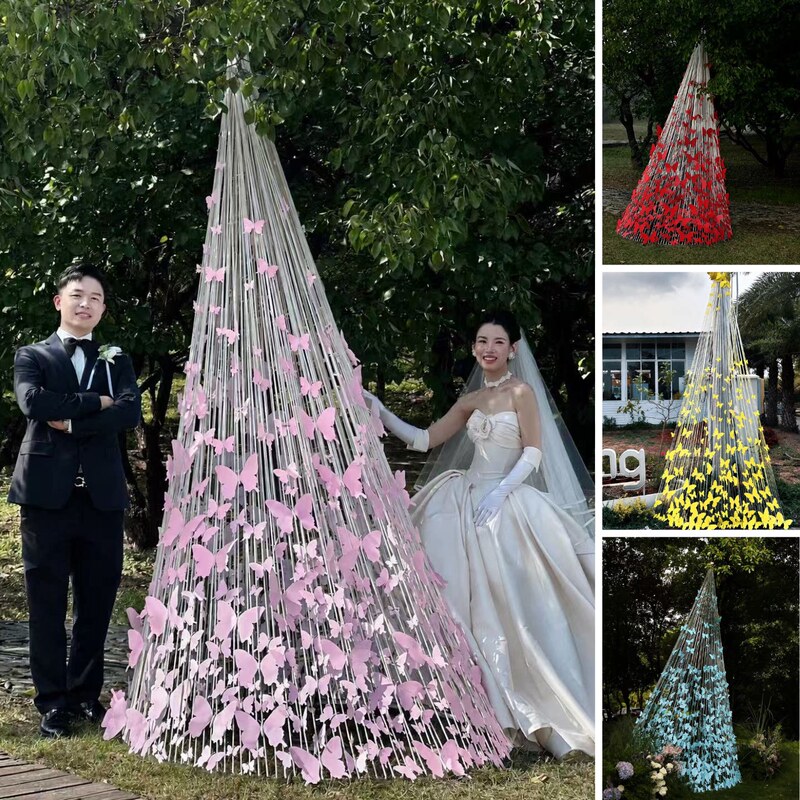 Rainbow Thread Three-Dimensional Butterfly Decoration for Mall Atrium Window Display, Lawn, Engagement, Birthday Background, Photo Backdrop Rainbow Thread Three-Dimensional Butterfly Decoration for Mall Atrium Window Display, Lawn, Engagement, Birthday Background, Photo Backdrop