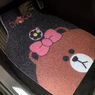 Cartoon car mat single carpet universal main driving wire ring car anti-dirty protection pad cute floor mat female