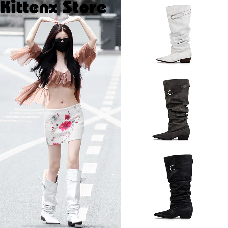 Authentic In-Stock Korean Negative Three Boots from the Buyer's Store, Same Style as Yu Shuxin, Nt3 Pointed Toe Long Boots