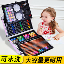 Watercolor pen washable color pen set children kindergarten 24 color Primary School students drawing pen set box color pen coloring Art special baby double color graffiti brush painting tool gift box