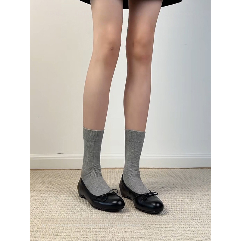 Cowhide Version ~ French Style Petite Height-Increasing Flat Shoes for Women, Shallow Mouth Shoes with Bow, Round Toe Ballet Shoes Cowhide Version ~ French Style Petite Height-Increasing Flat Shoes for Women, Shallow Mouth Shoes with Bow, Round Toe Ballet Shoes