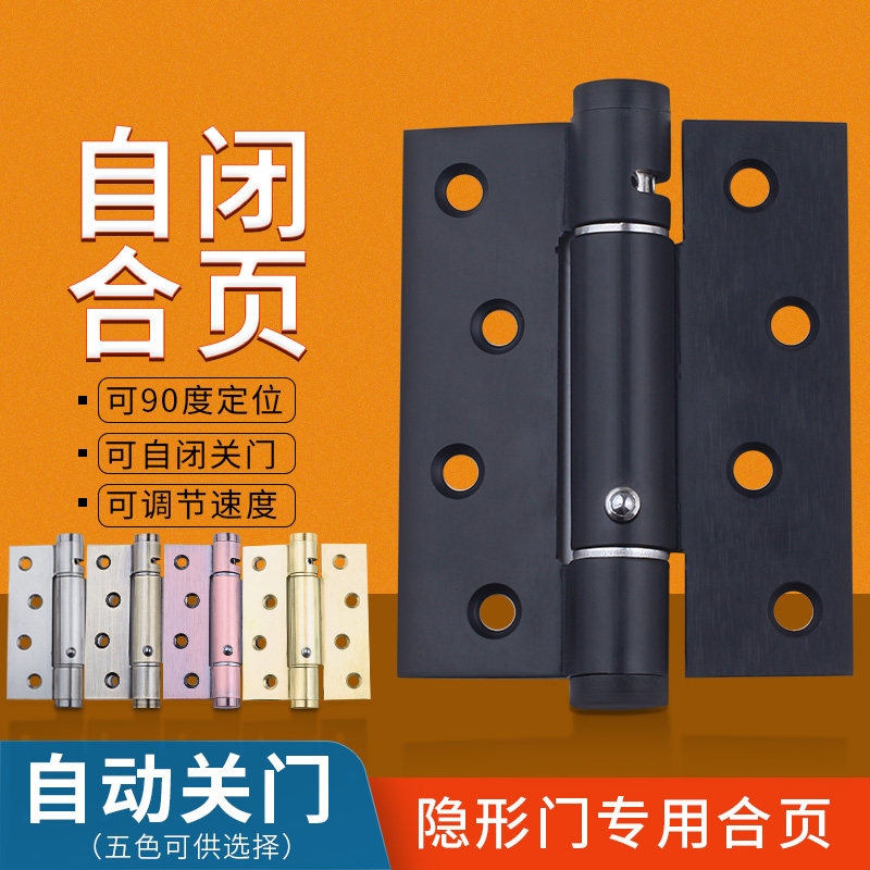 Black invisible door hinge chain background wall concealed door hydraulic flat open concealed wooden door lotus leaf self-closed door instrumental positioning hinge