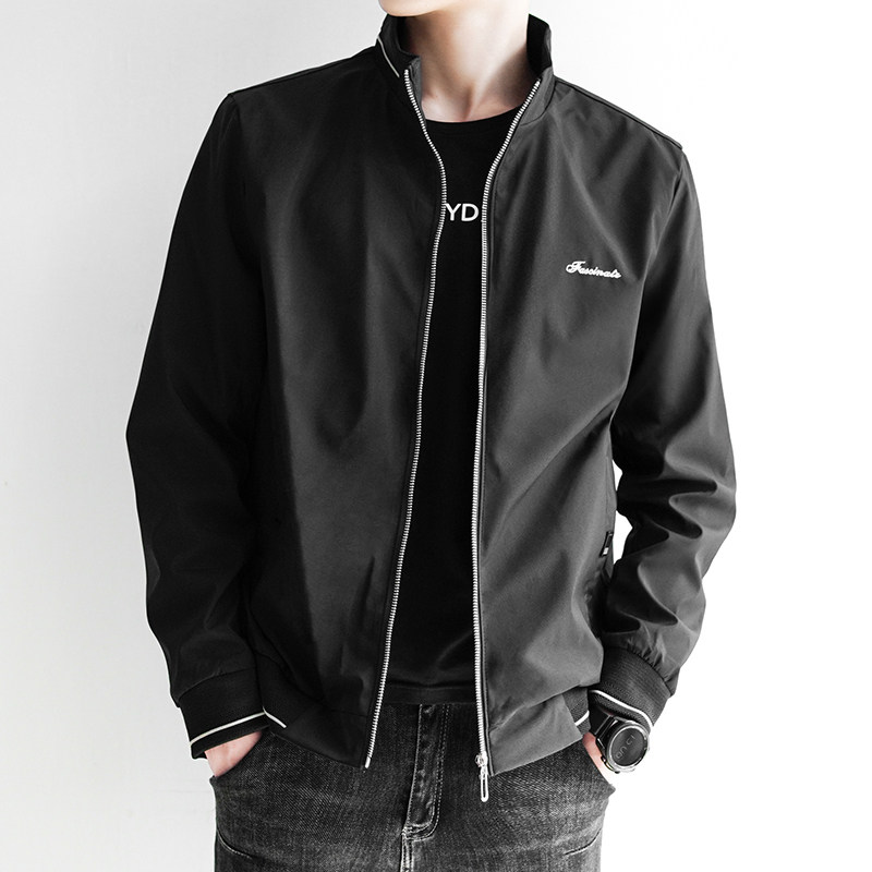 Fall men's jacket upright collar casual 100 hitch currents Great size High-end Clips Jersey Men's Mature And Steady Loads Clothes