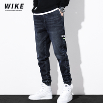 WIKE original autumn denim mens trousers new casual versatile high elastic loose large size tie pants