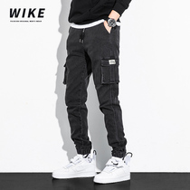 WIKE original 2021 autumn casual work trousers mens wild multi pocket plus fat plus size tie pants